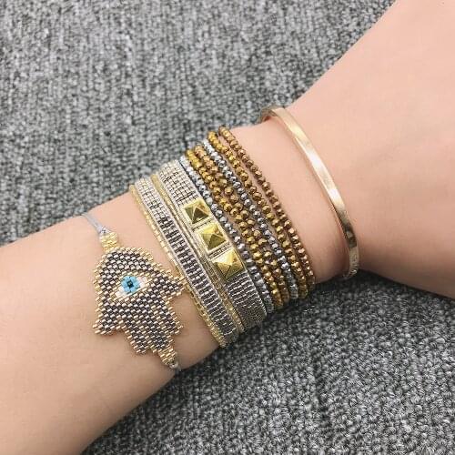 BLUESTAR MIYUKI Bead Bracelet For Jewelry Women Palm Pulseras Mujer Moda Gold Cooper Armband Handmade Woven