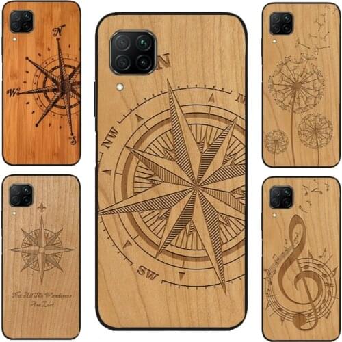Leopard Print Compass Wood Case For Huawei Nova 5T P Smart 2019 P30 Pro P20 P40 Lite Mate 10 Honor 20 9X 8X 8A 10i