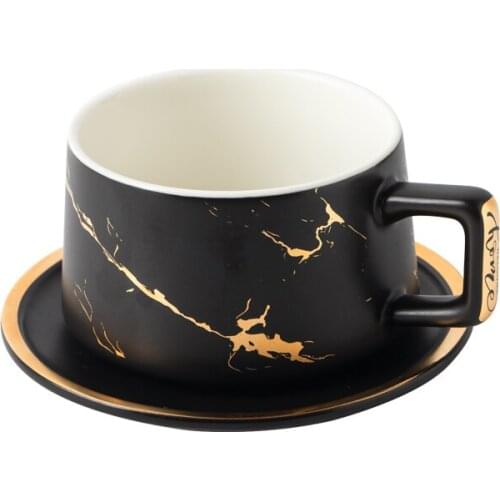 Europe Marble Ceramics Coffee Cup Saucer Sets Luxury Phnom Penh Afternoon Tea Morning Mugs Dish Taza Cafe Espresso Cups EE50BD