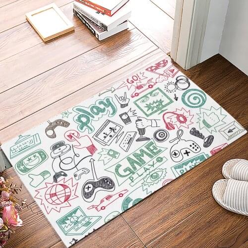 Gamepad Computer Keyboard Red Doormat Home Entrance Anti-Slip Mat Carpet for Room Bedroom Home Kitchen Doormat