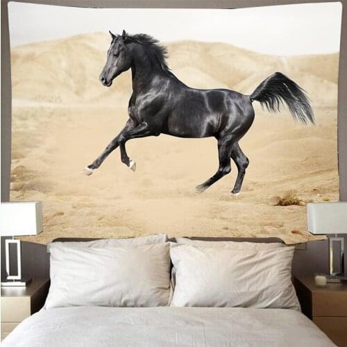 Sunset Desert Running Mustang Tapestry Wall Hanging Large Thin Polyester Wall Decor Cloth Ceiling Table Cover Home Room Decor