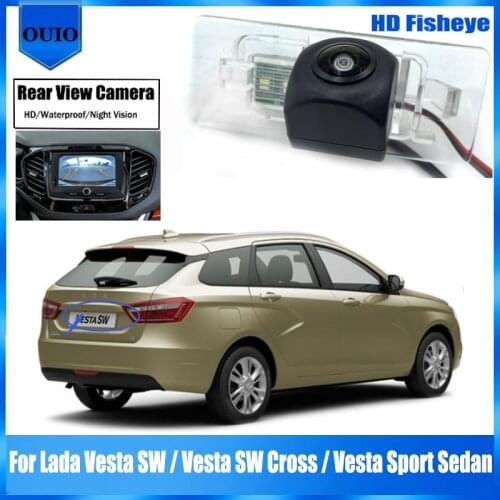 HD fisheye rear camera For Lada Vesta SW / Vesta SW Cross / Vesta Sport Sedan Parking Reversing Camera / license plate camera