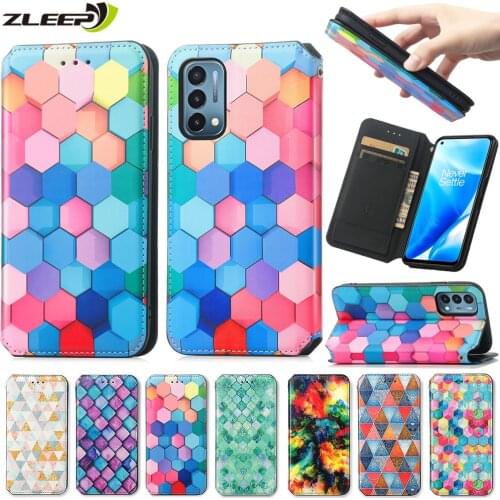 Diamond Printed Leather Magnetic Case For Oneplus 9 7T Pro Nord 2 N100 N200 CE 5G One Plus 9R Flip Wallet Cards Phone Bags Cover
