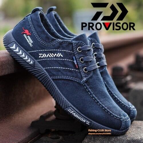 Men DAIWA New Fishing Shoes 2021 Autumn Flat Casual Shoes Lace Up Comfortable Breathable Sneakers Anti Slip Winter Canvas Shoes