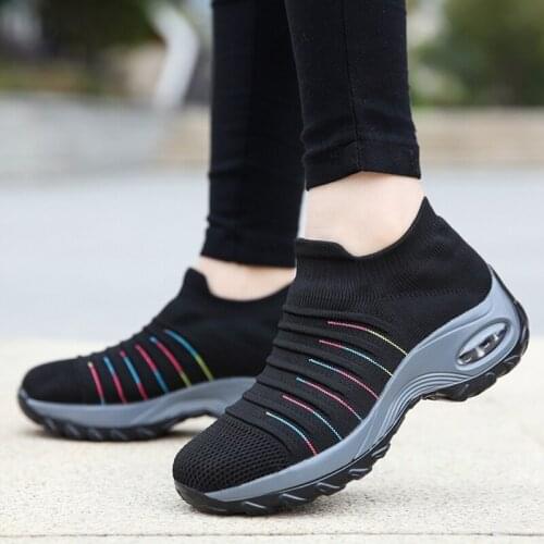Women Shoes Sneakers Women Black Shoes Breathable Casual Vulcanized Shoes Slip On Platform Sneakers Basket Femme Large Size