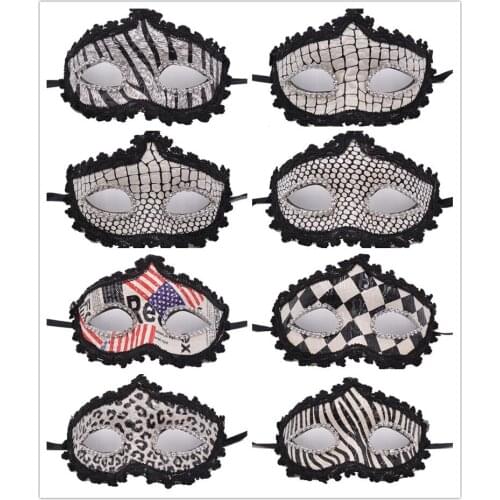 Masquerade High Quality Black and White Leather Wrap Mask American Flag Bright Eye Liner Halloween Performance Mask