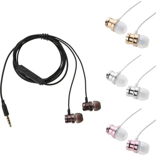 Metal In Ear Earphones Turbo Bass Wired in-ear 3.5mm Wired Headset Earphone with Microphone Universal for Computer Mobile Phone