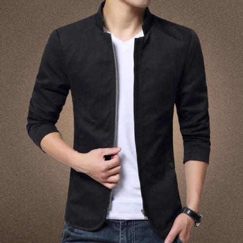 British Style Mens Jacket Coat Cotton Solid Casual Jacket Men Slim Fit Autumn Coat Male Fashion Mens Windbreaker Jackets