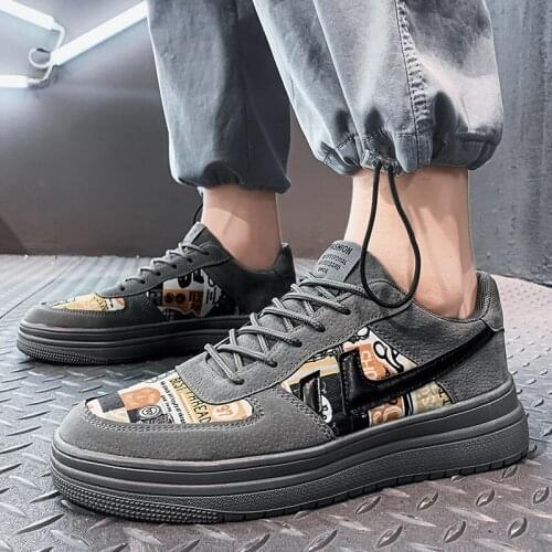 Casual PU Leather Shoe Trend Mens Shoes Wild Mens Flats Shoes Non-slip Board Shoe Male Footwear Mens Shoes Casual