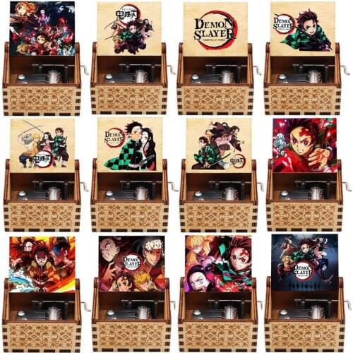 Anime Demon Slayer Jurassic Park Music Box Attack on Titan Wooden Hand Crank Christmas Gift Birthday Gift New Years Gift