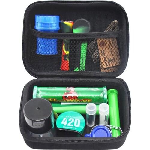 Tobacco Bag Set Plastic Herb Grinder Storage Jar Metal Tin Silicone One Hitter Rolling Machine Pipes Smoking Grass Tips