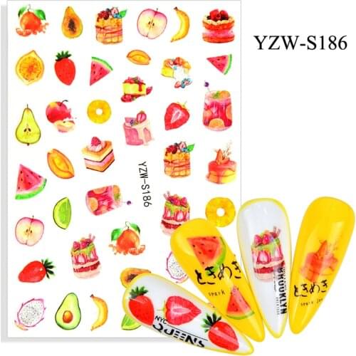 3D Stickers for Nails Sweet Fruit Cream Cake Nail Foil Decal Sliders Stickers for Manicure Nail Art Decoration Accessories