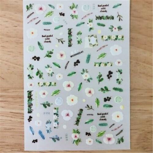 Japanese Style Nail Stickers Flowers& Tree Light Traceless Nail Art Nail Decor Paper Sticker Nail Art Mancure Women Girls Gifts