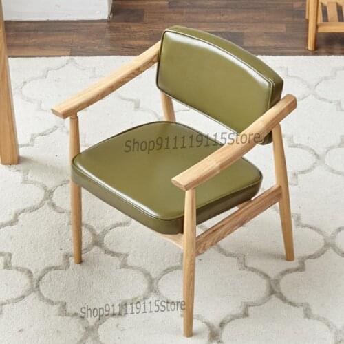 Solid Wood Dining Chair Simple Environmental Protection Desk Chair Fraxinus Mandshurica Nordic Restaurant Chair All Solid Wood B