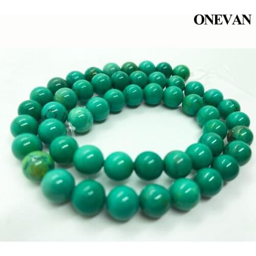 ONEVAN Rare Genuine Smooth Round Loose Green Turquoise 8mm Beads Stone Bracelet Necklace Jewelry Making Diy Accessories Design