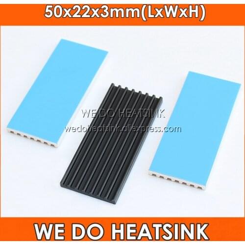 Wholesale 50x22x3mm Silver / Black Anodized Aluminum Heatsink Cooler With Thermally Conductive Adhesive Transfer Tape Applied