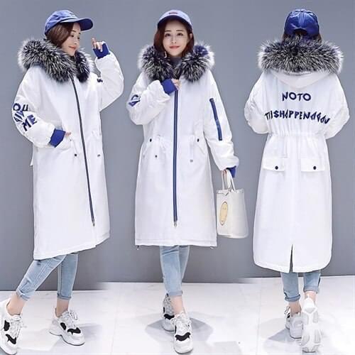 Parka 2020 Winter Jacket Women Big Fur Collar Thick Warm Parkas Outerwear White Black Plus Size Female Coat Clothes