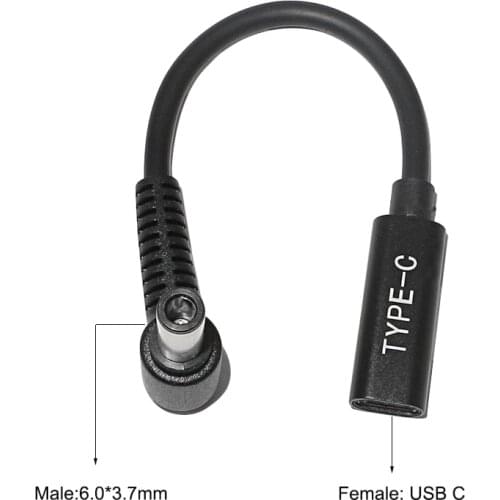 USB Type C Female to 6.0*3.7mm Male Plug Converter Laptop Dc Power Adapter Connector Charging Cable Cord for Asus Notebook PC