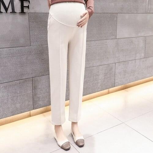 Pregnant womens straight-leg pants autumn casual black radish nine points Harlan high-waisted thin cigarette pants trousers