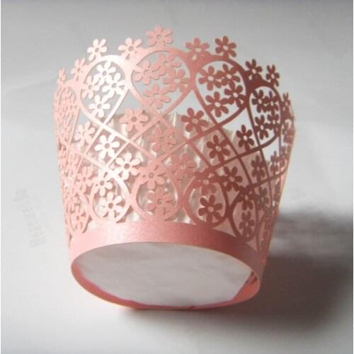 12X Laser Cut Cupcake Wrappers Pink/Red/White/Gold yellow Navy Flower muffin case liner cake decoration birthday baby shower
