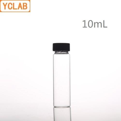YCLAB 10mL Glass Sample Bottle Serum Bottle Transparent Screw with Plastic Cap and PE Pad Laboratory Chemistry Equipment