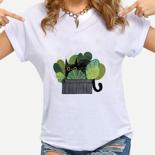 Cat Love Tee Shirt Creative Round Neck Short Sleeve Simplicity Modern Vogue Printed Wholesale Women Tshirt Gorgeous Vetement