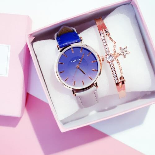 Ins Watch Female Simple and Lovely Quartz Watch Fashion Casual Wild Belt Female Table High-end Gift Gradient Watch