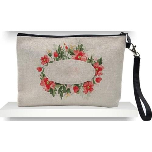 10pcs/lot 23cmx16cm Sublimation Linen cosmetic bags DIY women blank plain zipper makeup bag phone clutch bag