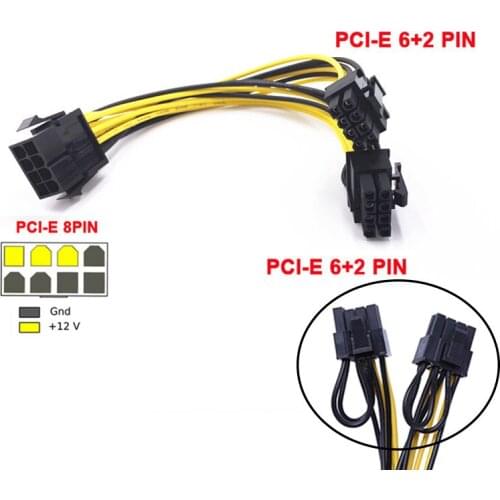 10pcs/lot PCI-Express PCIE 8 Pin to Dual 8 (6+2) Pin VGA Graphic Video Card Adapter Power Supply Cable 20cm pci-e power cable