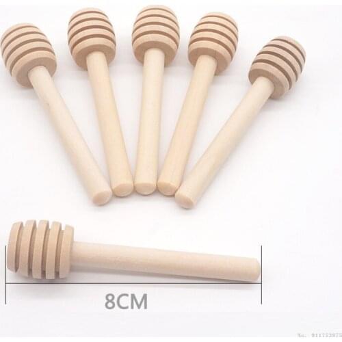 1000pcs 8cm Wooden Honey Stick Dipper Honey Spoon Stick Honey Stirring Rod Coffee Jam Red Wine Stirring