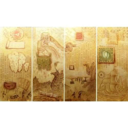 4 Panels Canvas Painting Chinese Great Wall Abstract Picture Home Decoration Landscape Wall Art for Living Room Canvas Prints