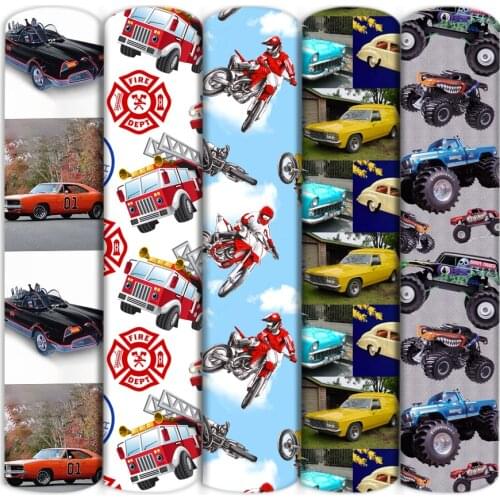 50*145cm Cars Motorcycle Polyester Cotton Fabric Sewing Quilting Fabric Needlework Material DIY Handmade Cloth Home,1Yc19575