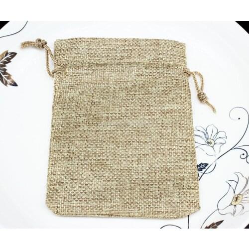 50pcs of 10*13cm (4"X5") Burlap Bags - Natural Rustic Burlap Bags with Drawstring for Showers Weddings Parties Receptions