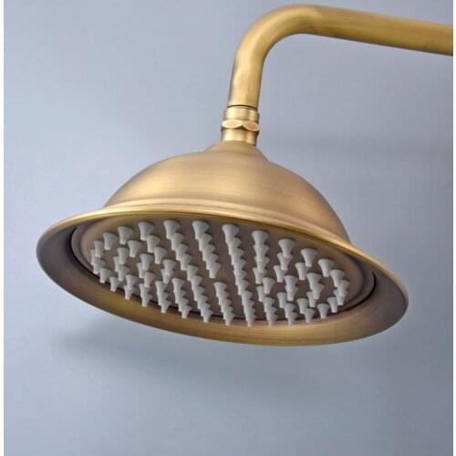 Bathroom Accessory 8 Inch Antique Brass Water Saving Round Shape Top Rain Shower Head Bathroom Fitting ash239