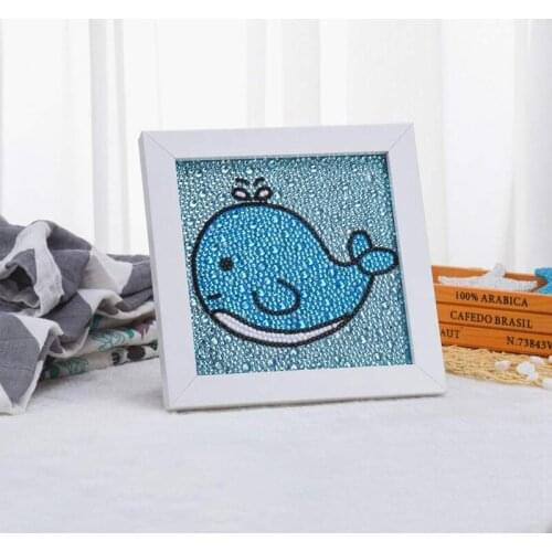 5D Diamond Painting Full Drill Diamond Painting Kit for Kids, DIY Blue Whale Cross Stitch for Children with Frame 6X6 Inch