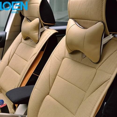 2Pieces Car Neck Pillow Headrest Seat Support Neck Care Cervical protective Pu Leather Care For BMW Toyata Honda LADA Hyundai