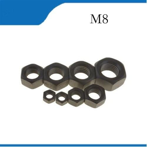 Free shipping 50pcs/Lot Metric Thread M8 Black Grade 8.8 Carbon Steel Hex Nut Hexagonal Nut Screw Nutstainless bolts,nails