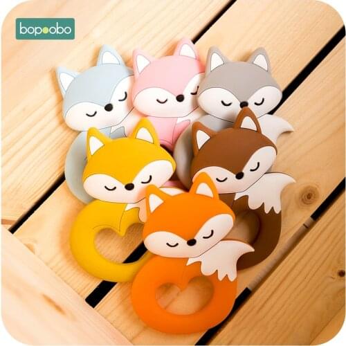 Bopoobo 1pc Silicone Rodent Fox Teether Pearl Silicone Baby Teether Bpa Free Silicone Teething Silicone Tiny Rod For Teeth Toys