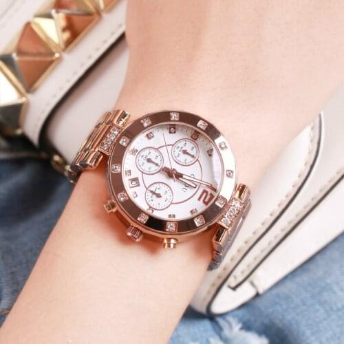 Fashion Ladies diamond big watch Steel Belt Watchband Student Calendar Watch Female Quartz Watch g8050