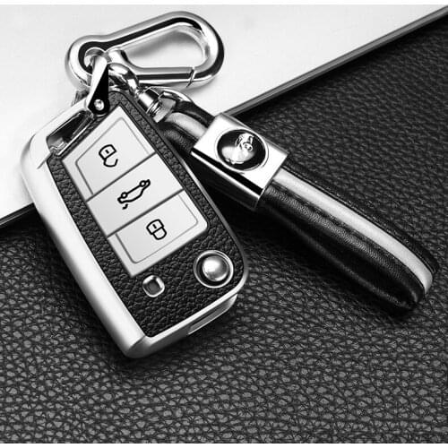 Car Key Case Cover For Volkswagen VW Polo Golf 7 MK7 Tiguan passat For Skoda Octavia Kodiaq Karoq For Seat Ateca Leon Bag Key