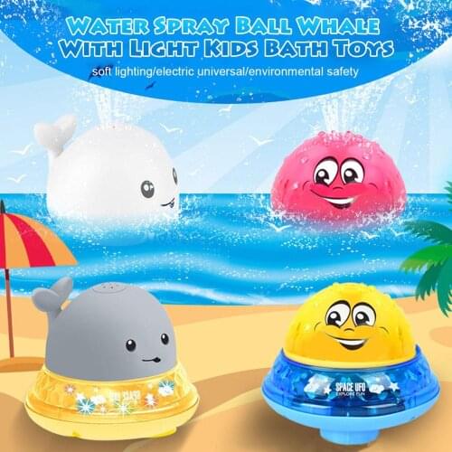 Baby Bath Spray Ball Bath Toys Water Shower Swim Pool Bathing Toys for Kids Electric Whale with Light Music LED Light Toys Gift
