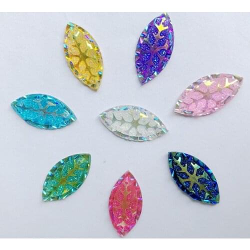 DIY 40pcs 11*24mm Flatback Rhinestone applique Horse eye Button Snowflake for Christmas gems 2 holes -A50