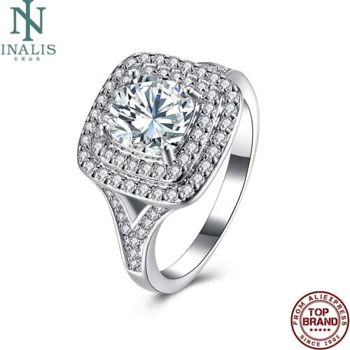 INALIS Square-Shape Rings For Women 5A Clear Cubic Zircon Romantic Female Ring Wedding Engagement Fashion Jewelry Recommend