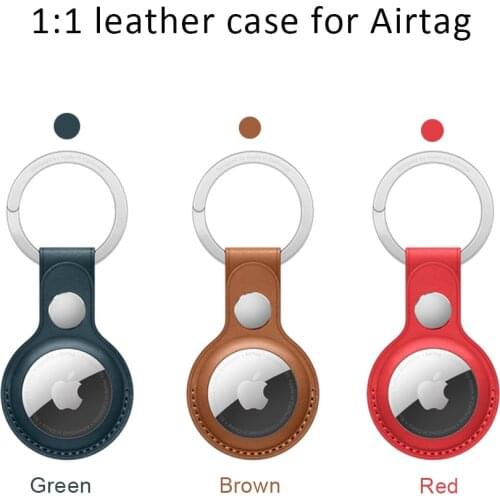 Leather Key Ring protector for Apple Airtags Anti-lost Bumper Shell Tracker accessory Scratch-resistant AirTag Keychain case