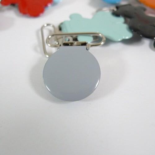 25pcs 1'' 25mm #33 GREY Colored Enamel Round Shaped Suspender Clips