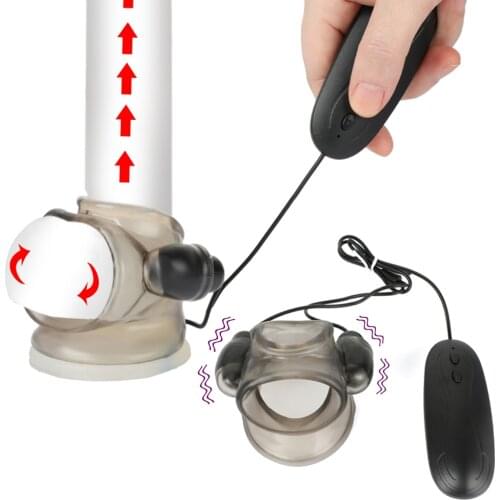 Male Masturbator Penis Delay Trainer Cock Scrotum Sleeve Vibrator Ring For Men Penis Extender Enlarger Massager Adults Sex Toys