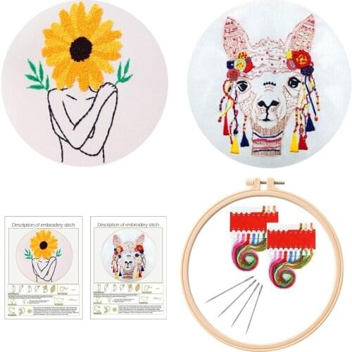 2 Pcs Embroidery Kit for Beginners, Gift Embroidery Starter Kits, Contains all Embroidery Tools, English Manual