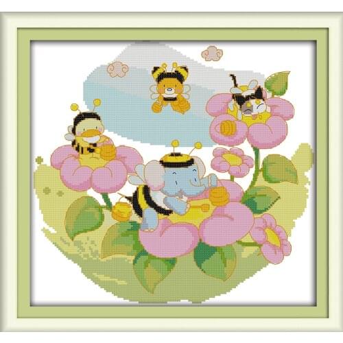 The spring bees cross stitch kit cartoon 14ct 11ct print canvas stitching embroidery DIY handmade needlework