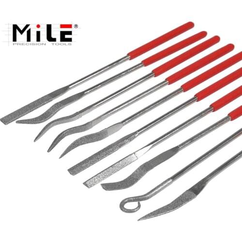 MILE 10in1/Set of Diamond-Coated Riffler File Mechanical Watch Jewelry File Tool Special-Shaped Diamond File Set