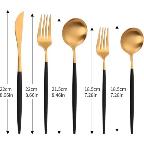 5 Pieces Flatware Vintage Gold Cutlery Stainless Steel Cutlery Set Dinner Knife Fork for Wedding Gift Desseert Spoon Tableware